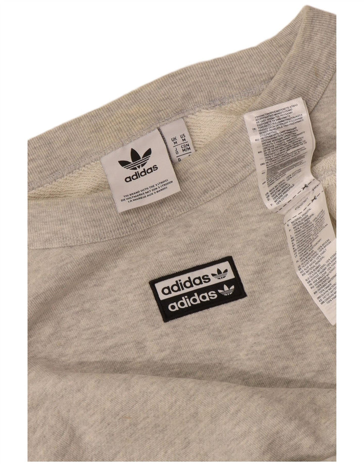 Adidas Мужской джемпер свободного кроя из хлопка среднего серого цвета с крапинками