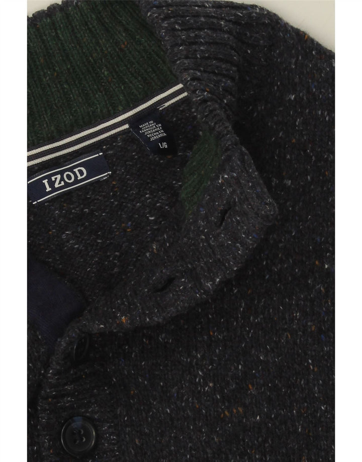 IZOD Mens Button Neck Jumper Sweater Large Navy Blue Flecked Acrylic Vintage Izod and Second-Hand Izod from Messina Hembry 