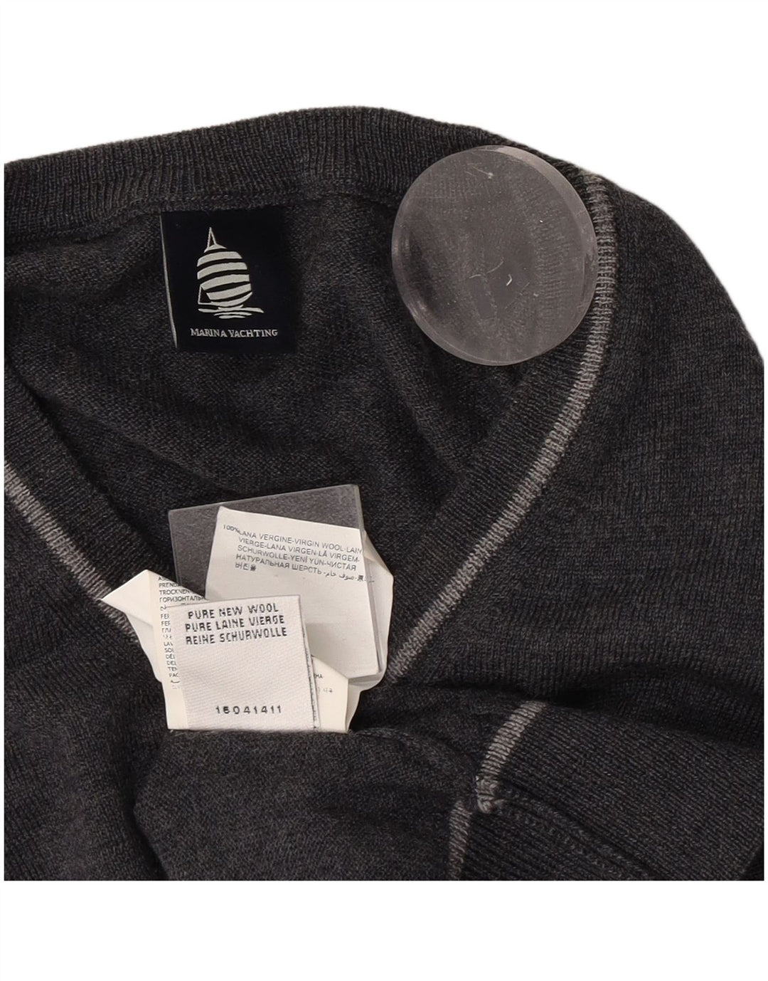 Мужской джемпер с v-образным вырезом Marina Yachting, большой серый шерстяной свитер