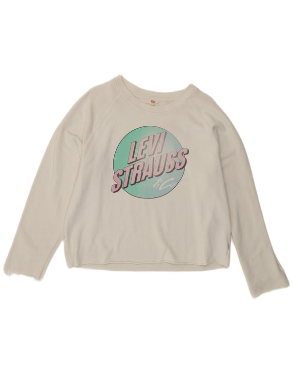 Женский джемпер-свитшот с рисунком Levi's UK 16, большой размер, белый хлопок