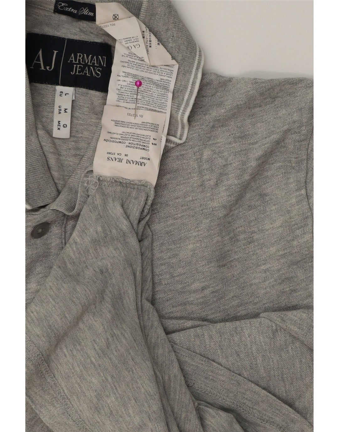 Мужская рубашка поло Armani Jeans Extra Slim Fit, хлопковая, серого цвета