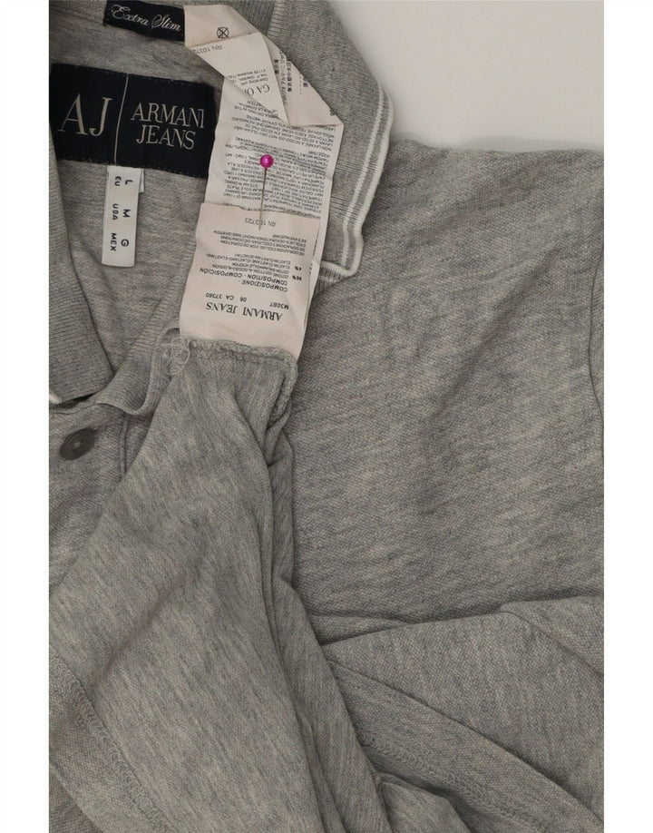 Мужская рубашка поло Armani Jeans Extra Slim Fit, хлопковая, серого цвета