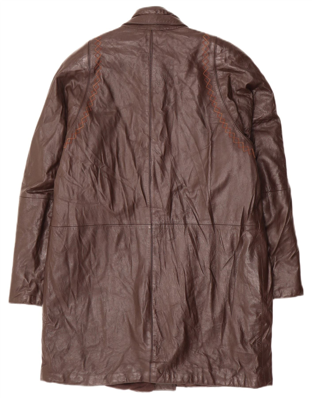 ВИНТАЖНОЕ Женское Кожаное Пальто UK 14 Средне-Коричневый