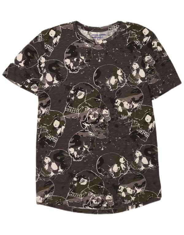 Мужская приталенная футболка с рисунком Jack & Jones Top XL Серая Готическая