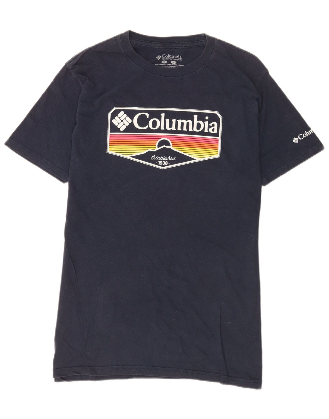 Мужская футболка Columbia с рисунком, темно-синий, хлопковый топ среднего размера