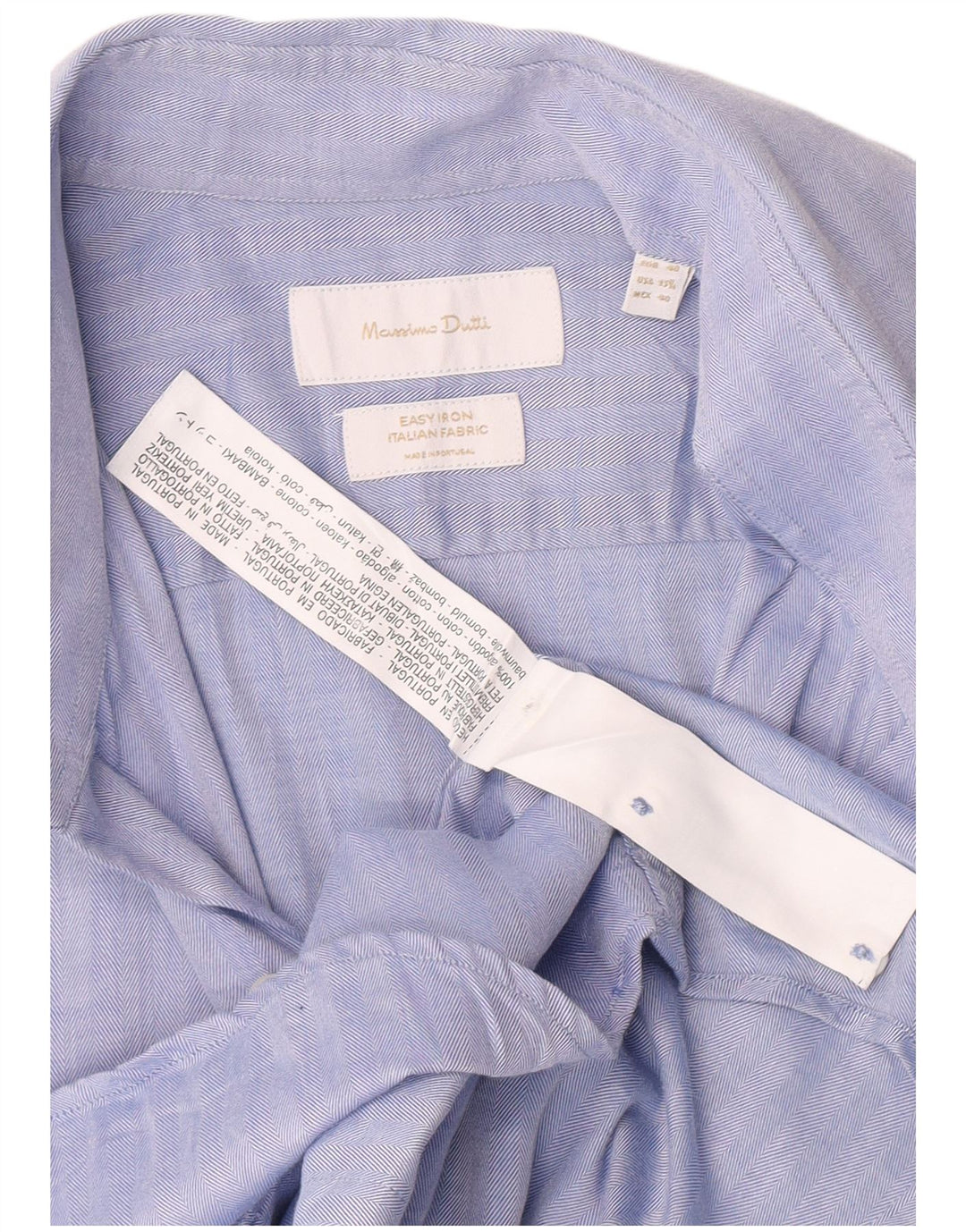 Мужская рубашка Massimo Dutti EU 40 15 1/2 средний синий хлопок