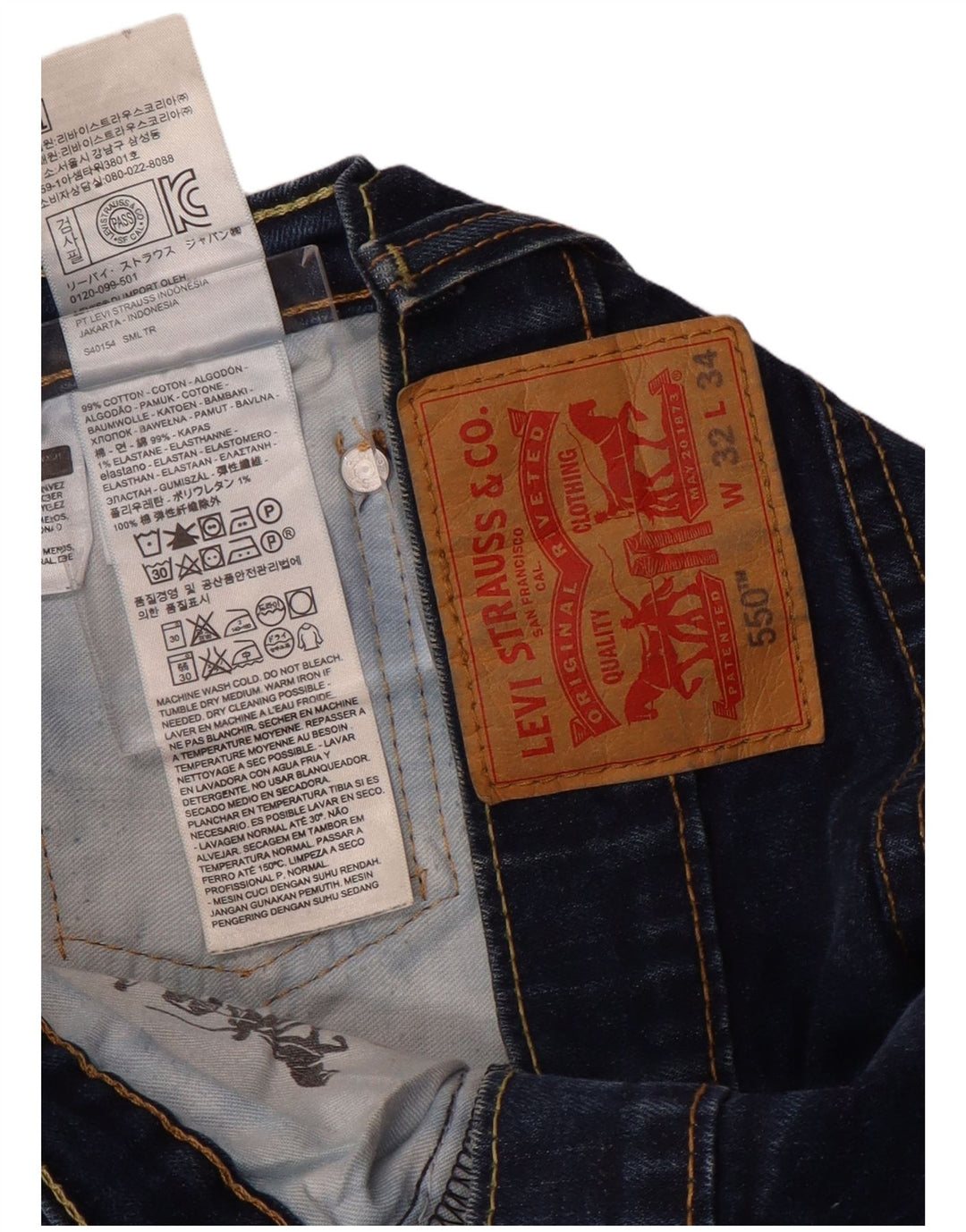 Мужские прямые джинсы Levi's 550 W32 L34 темно-синие, хлопок