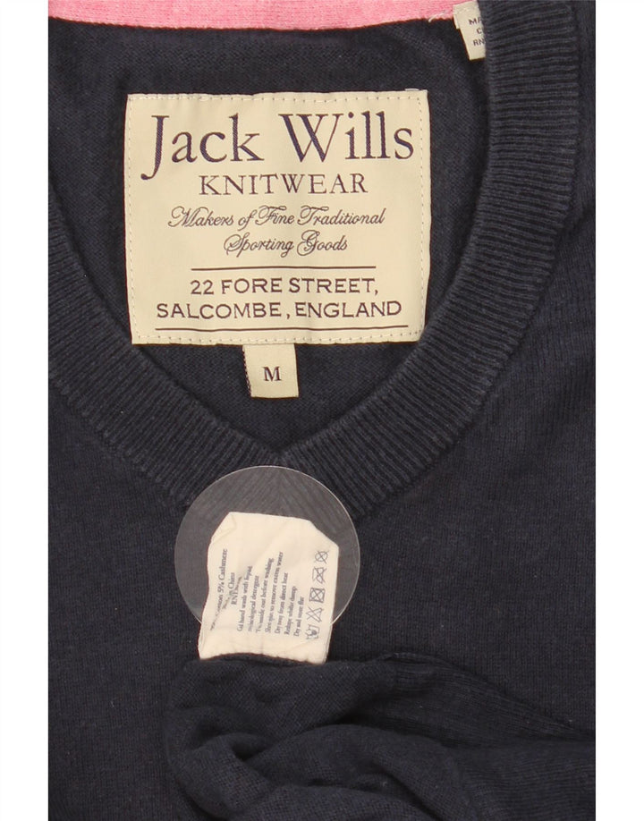 JACK WILLS Мужской джемпер с v-образным вырезом, средний темно-синий хлопковый свитер