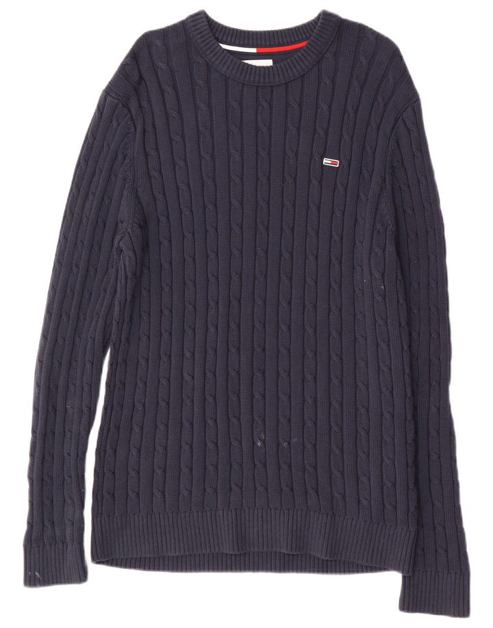 Мужской джемпер с круглым вырезом TOMMY HILFIGER, средний темно-синий