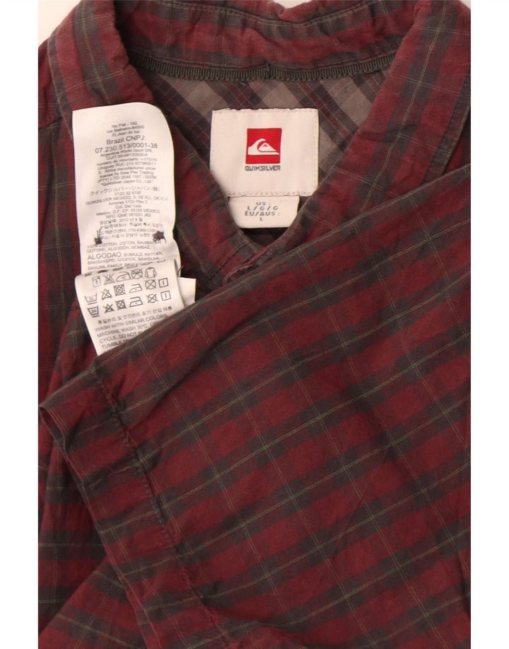 Quiksilver Мужская рубашка с коротким рукавом, большая красная клетка, хлопковая