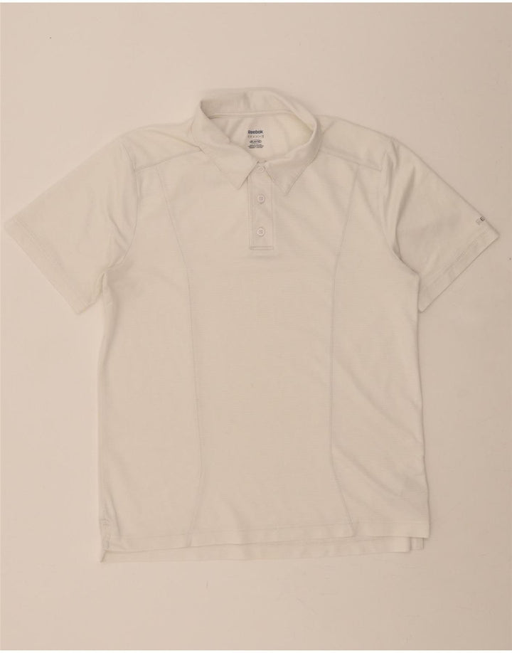 REEBOK Mens Polo Shirt Medium White Polyester Vintage Reebok and Second-Hand Reebok from Messina Hembry 