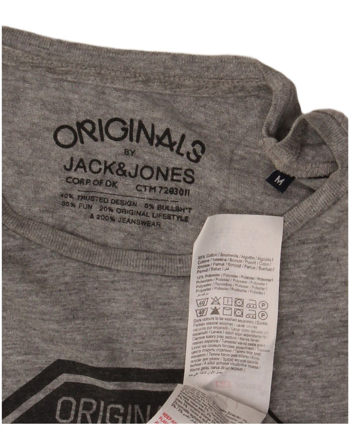 Мужская футболка с рисунком Jack & Jones, хлопковый топ среднего серого цвета с крапинками