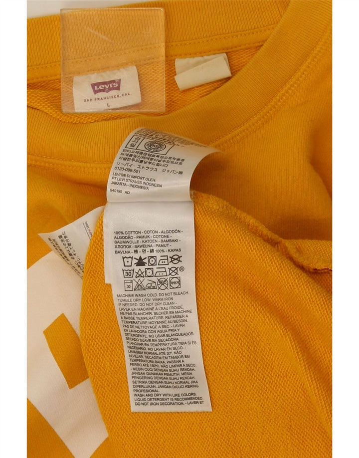 Женский свитер с рисунком Levi's, хлопковый джемпер, UK 16, большой желтый цвет