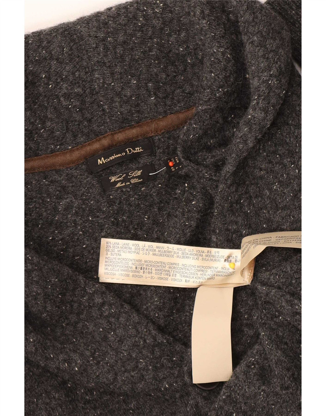 Мужской кардиган Massimo Dutti, большой серый шерстяной свитер