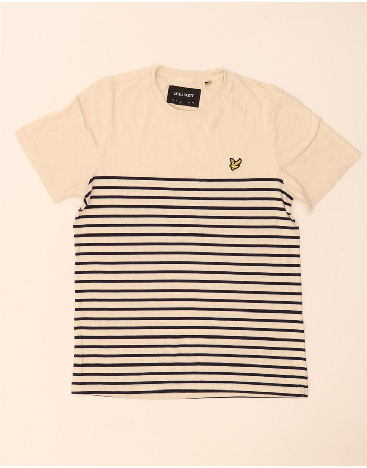 Мужская футболка Lyle & Scott из хлопка среднего бежевого цвета в полоску