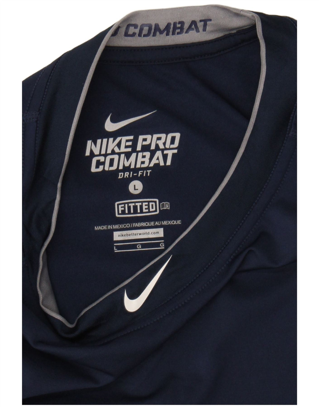NIKE Womens Dri Fit Top Long Sleeve UK 16 Large Navy Blue Polyester