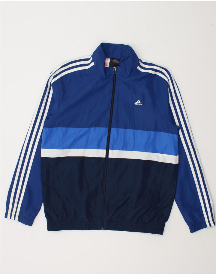 Куртка-дождевик Adidas для мальчиков 13-14 лет, темно-синяя, полиэстер с цветными блоками