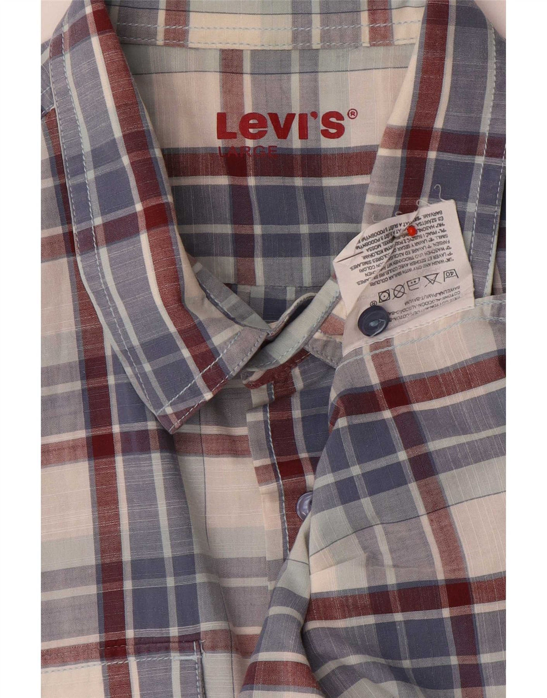 Мужская рубашка с коротким рукавом Levi's, большая синяя клетка, хлопок