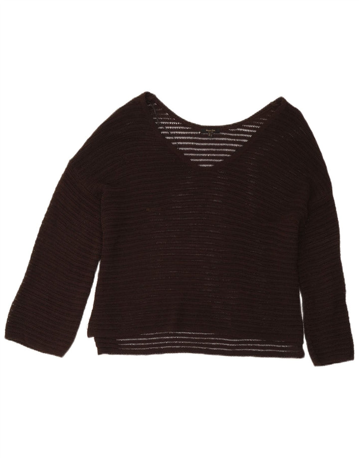 Женская блузка оверсайз с длинным рукавом Massimo Dutti UK 10, маленький коричневый цвет