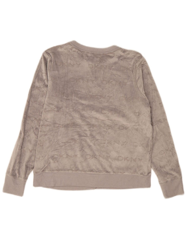 Женский велюровый свитер Dkny с графическим рисунком UK 10, маленький серый полиэстер