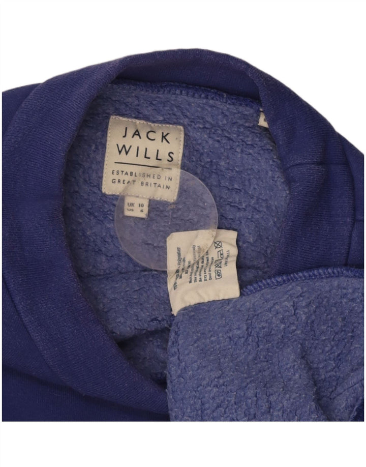 JACK WILLS Womens Oversized Crop Sweatshirt Jumper UK 10 Small Blue Cotton