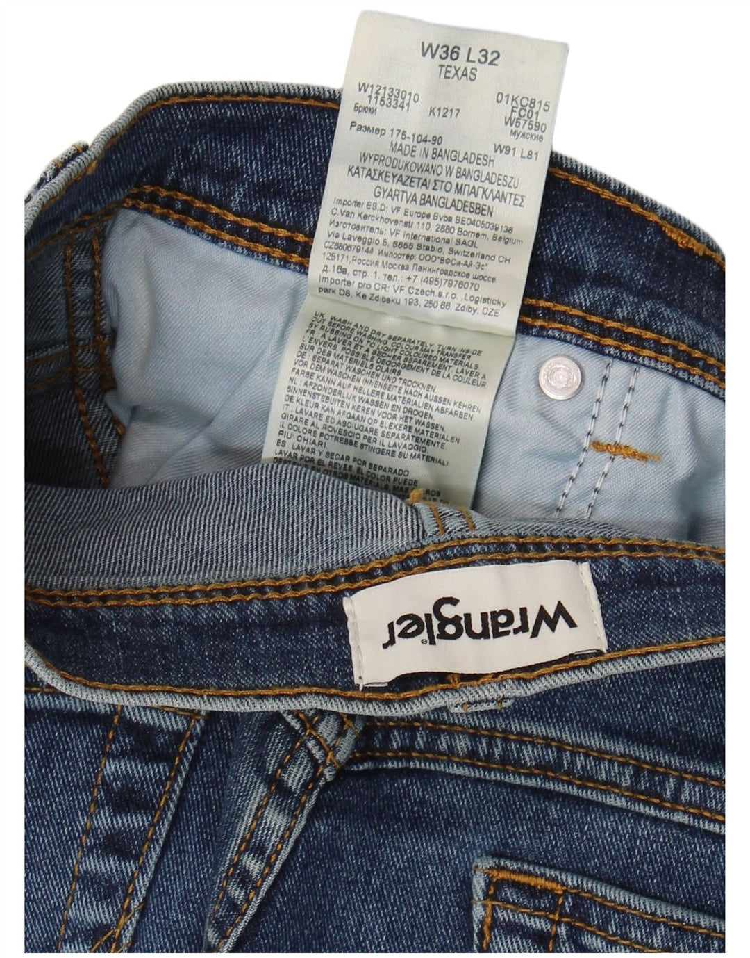 Мужские прямые джинсы Wrangler Texas W36 L32, синий хлопок