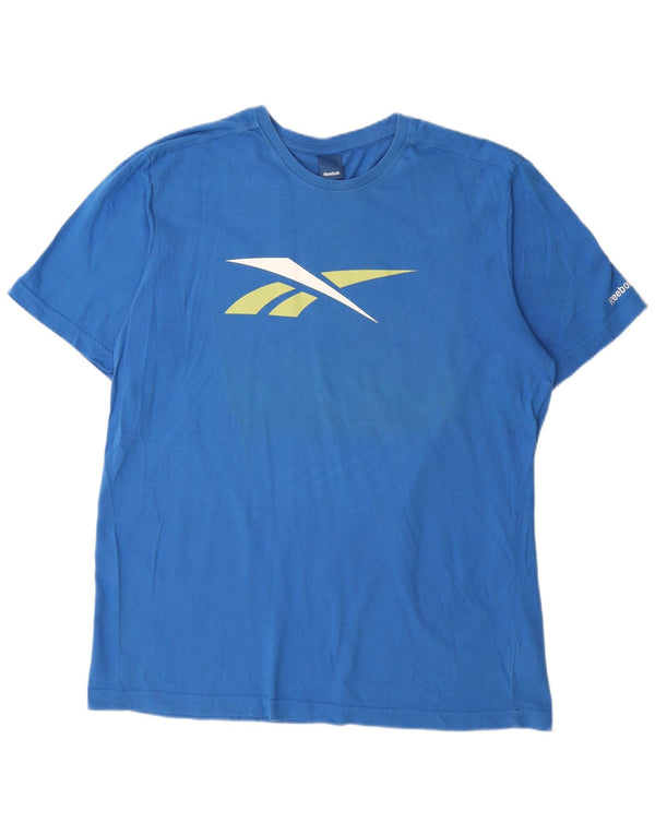 Reebok Mens Graphic T-Shirt Top XL Blue Cotton