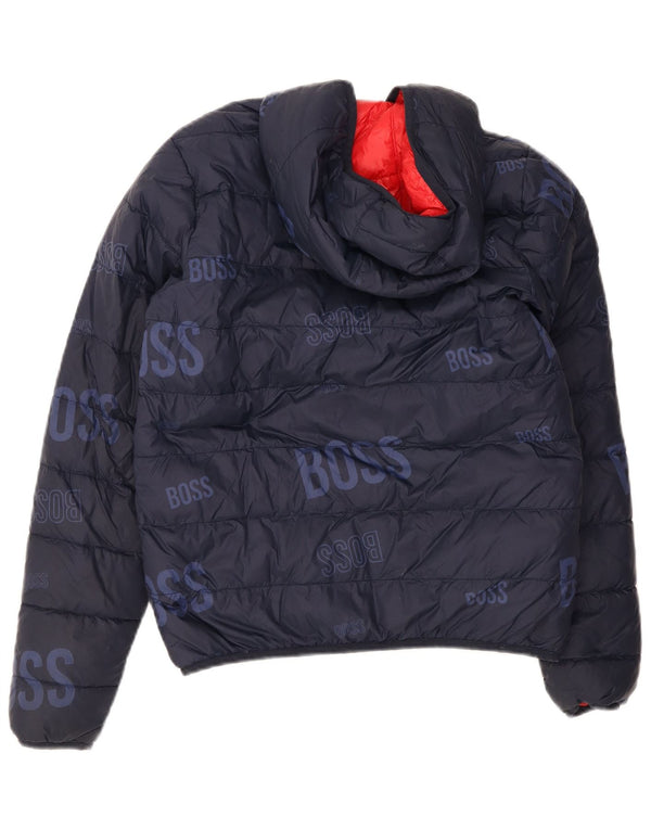 Hugo Boss Boys Hooded Reversible Padded Jacket 13-14 Years Small Navy Blue