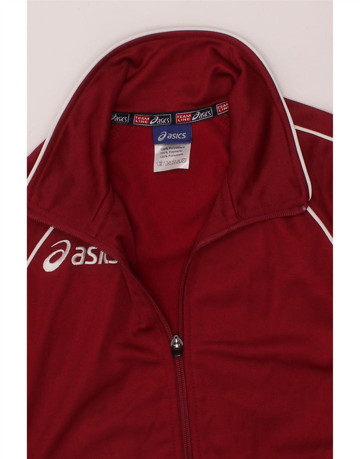 ASICS Girls Graphic Tracksuit Top Jacket 7-8 Years Burgundy Polyester Vintage Asics and Second-Hand Asics from Messina Hembry 