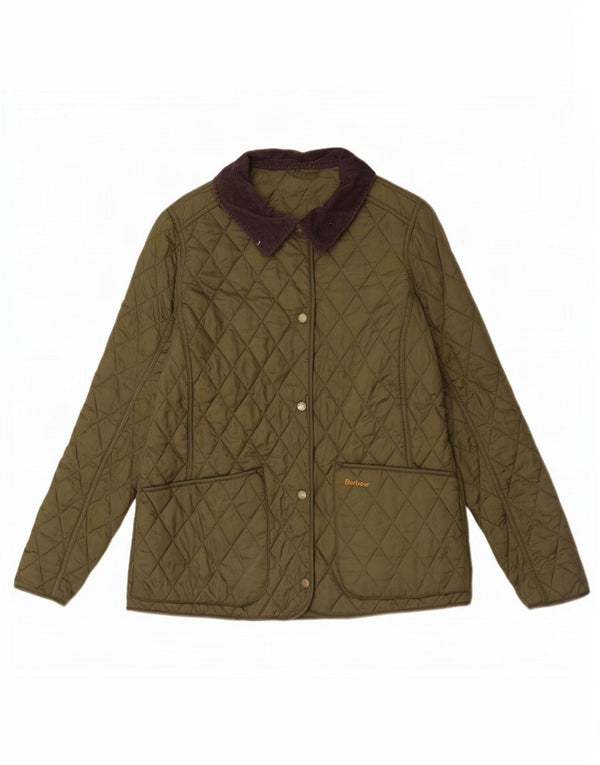 Женская стеганая куртка Barbour UK 14, большой цвет хаки, полиамид с цветными блоками