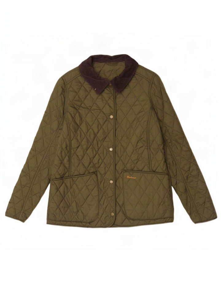 Женская стеганая куртка Barbour UK 14, большой цвет хаки, полиамид с цветными блоками