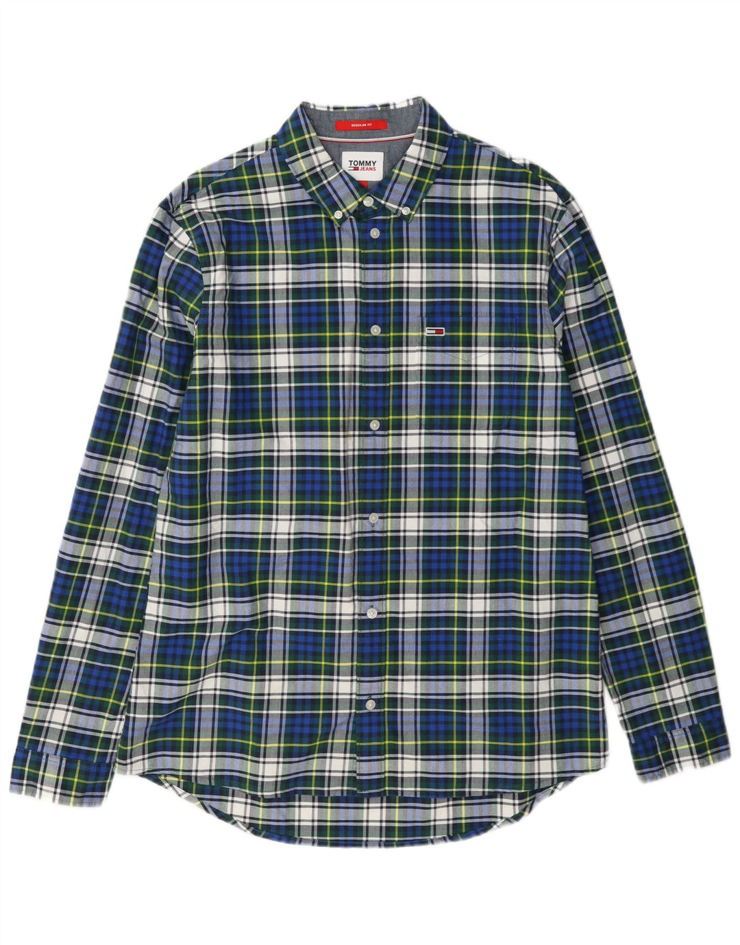 Мужская фланелевая рубашка Tommy Hilfiger, большая синяя клетка, хлопок