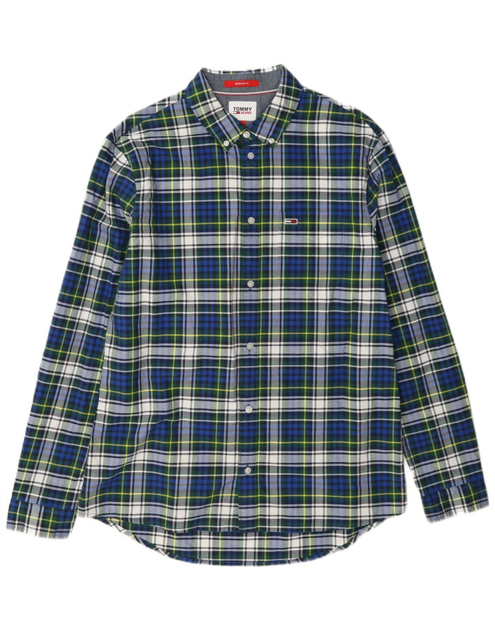 Мужская фланелевая рубашка Tommy Hilfiger, большая синяя клетка, хлопок