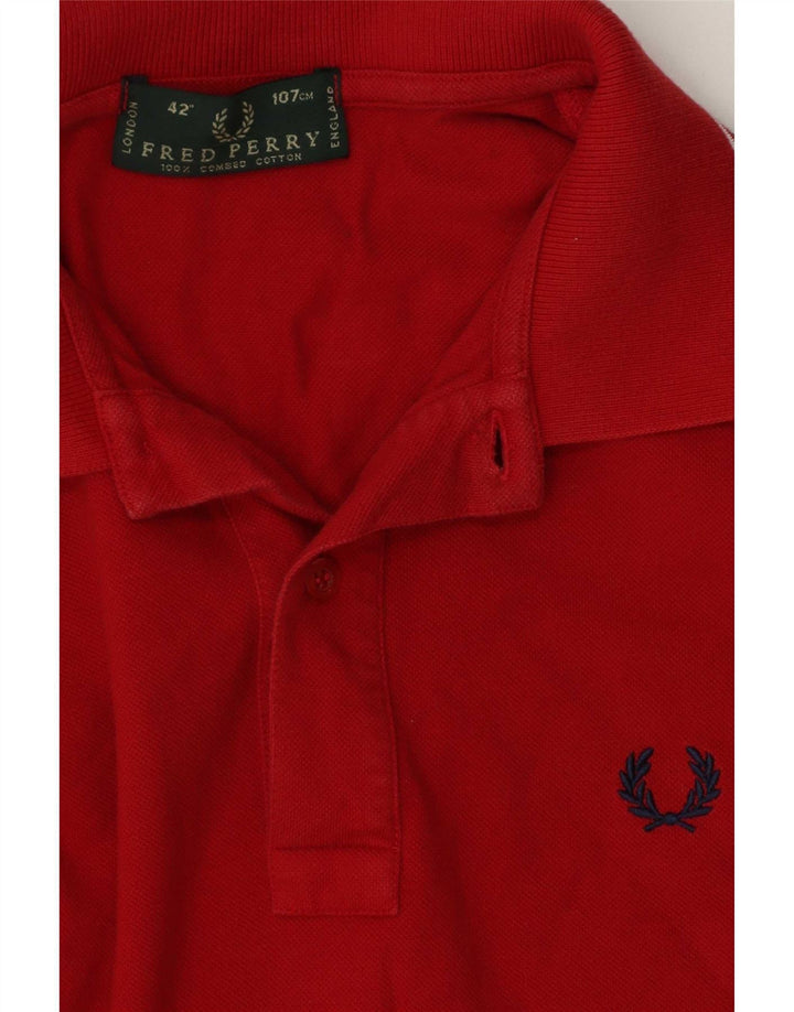 Мужская рубашка поло Fred Perry, хлопок в красную полоску среднего размера