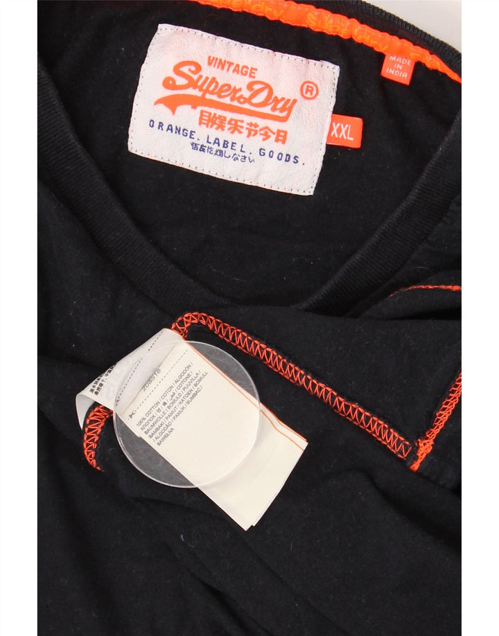 SUPERDRY Мужская футболка 2XL, черный хлопок
