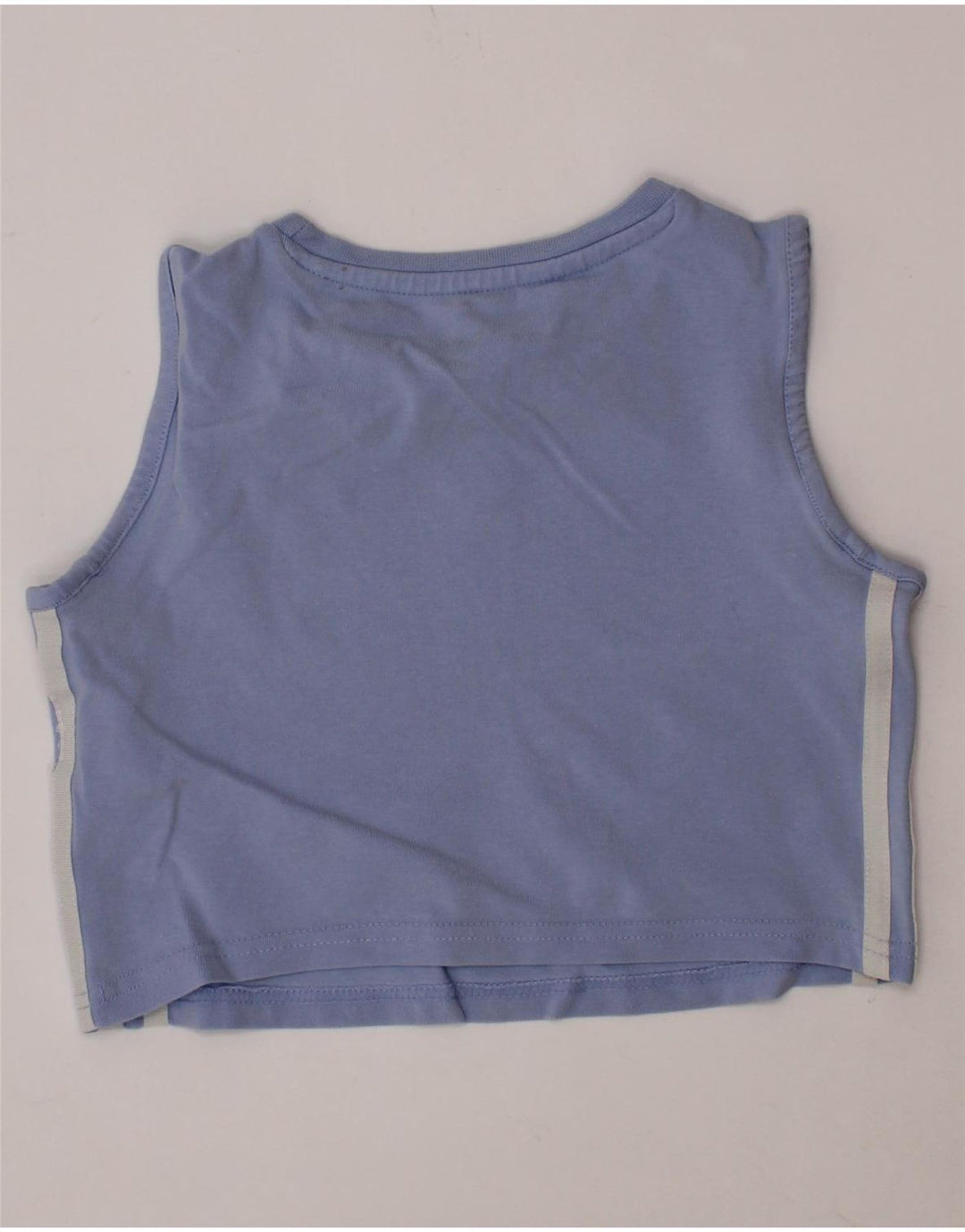ADIDAS Girls Crop Vest Top 9-10 Years Blue Cotton