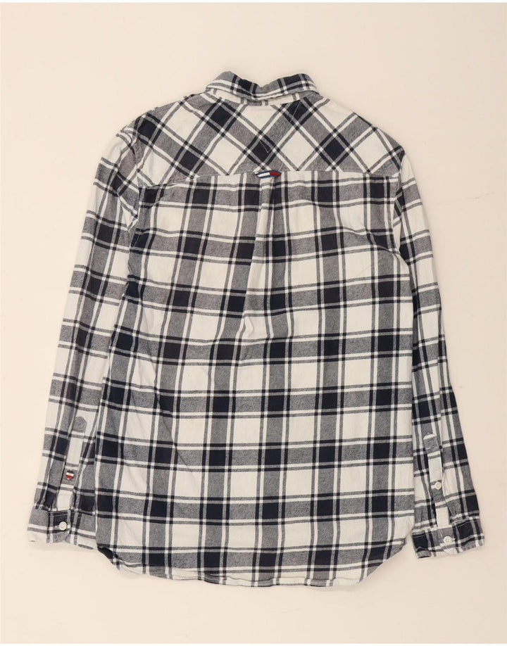 TOMMY HILFIGER Мужская фланелевая рубашка стандартного кроя, маленький размер, темно-синяя клетка, хлопок