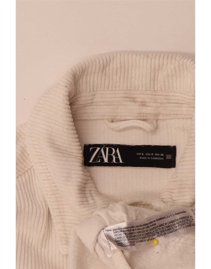 Женская вельветовая куртка оверсайз Zara UK 10, маленький размер, белый хлопок