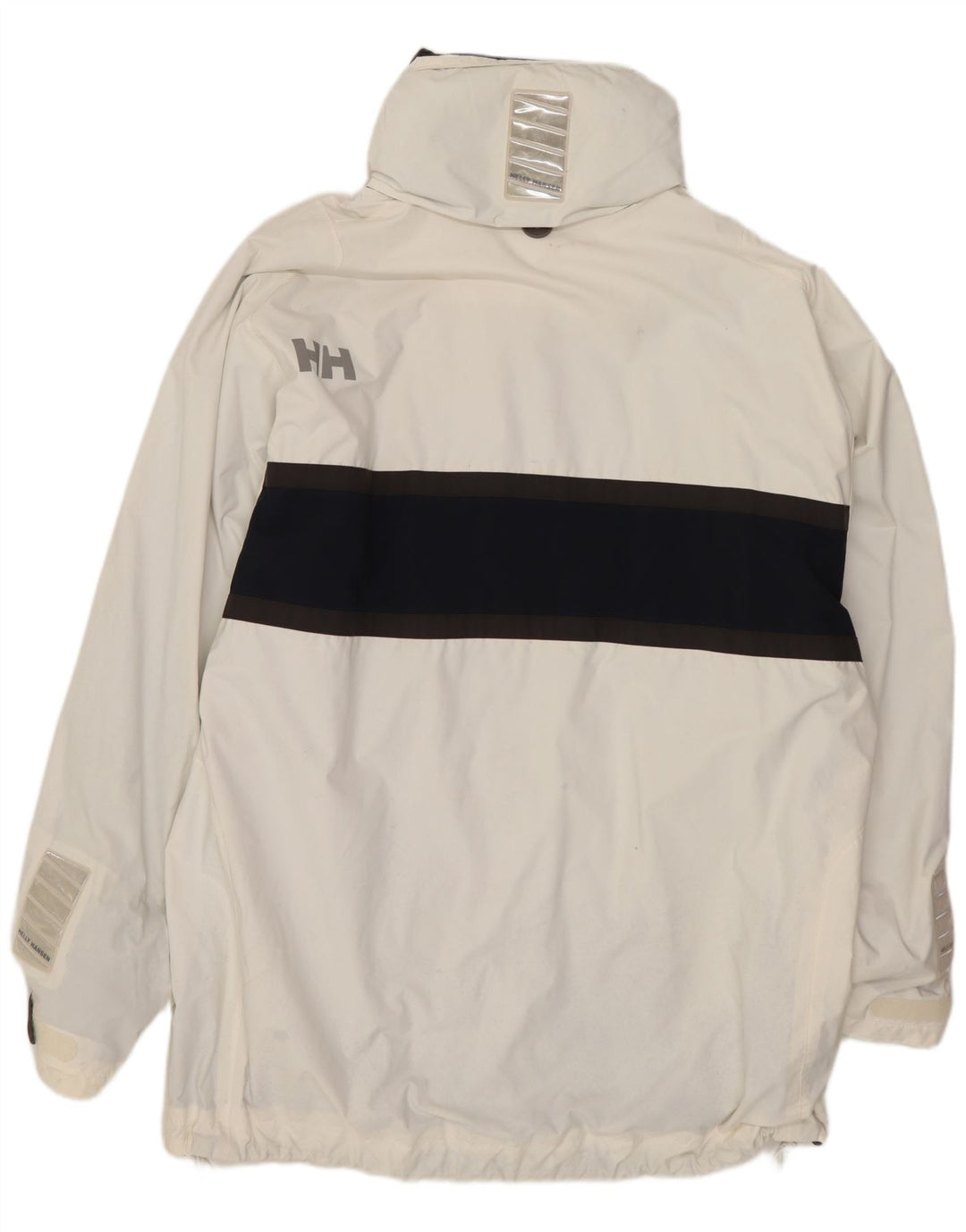 Мужская непромокаемая куртка Helly Hansen с капюшоном UK 40, большая белая с цветными блоками