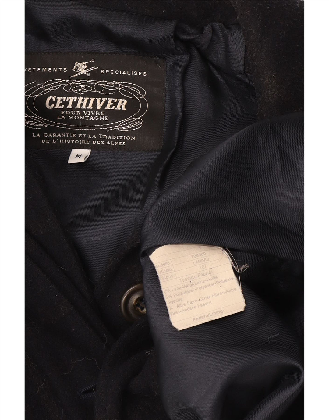 Винтажное женское лыжное пальто UK 14, средний темно-синий цвет в клетку, шерстяное