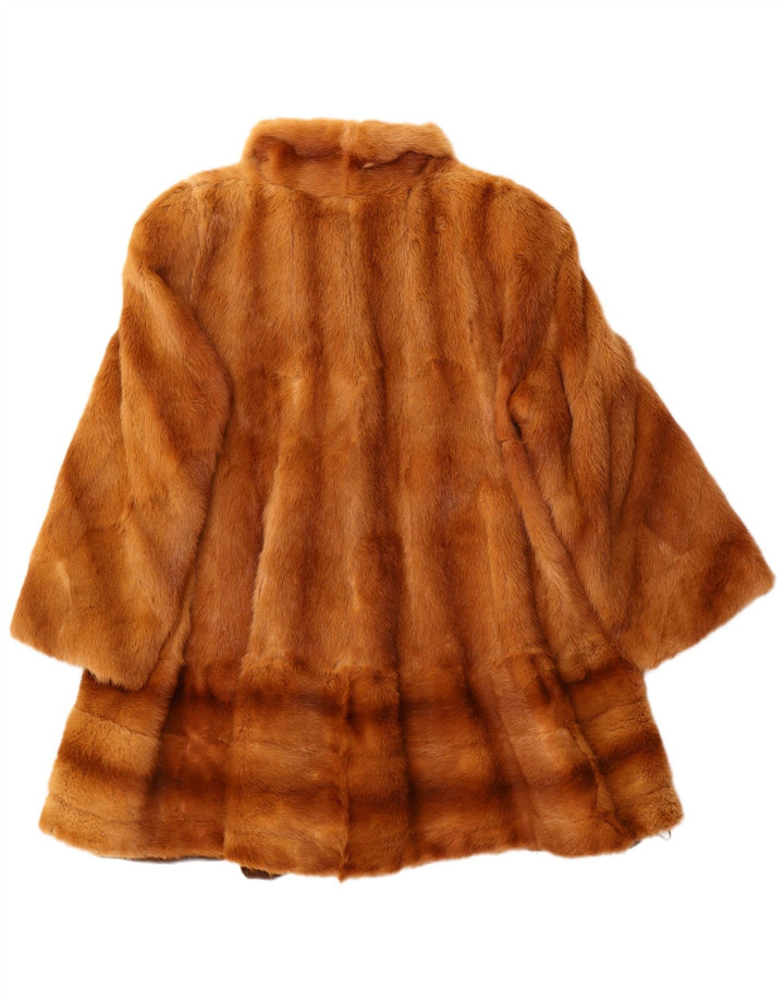 Винтажная женская шуба свободного кроя UK 14, большая коричневая полоска