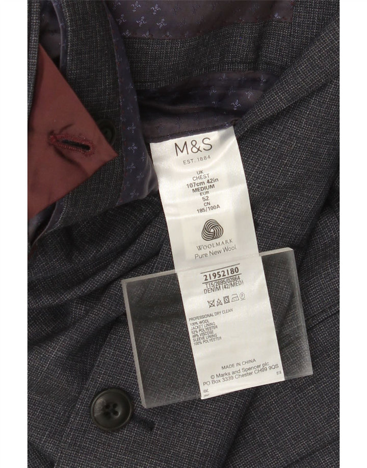 Мужской пиджак на двух пуговицах MARKS & SPENCER IT 52 XL, темно-синий, шерсть