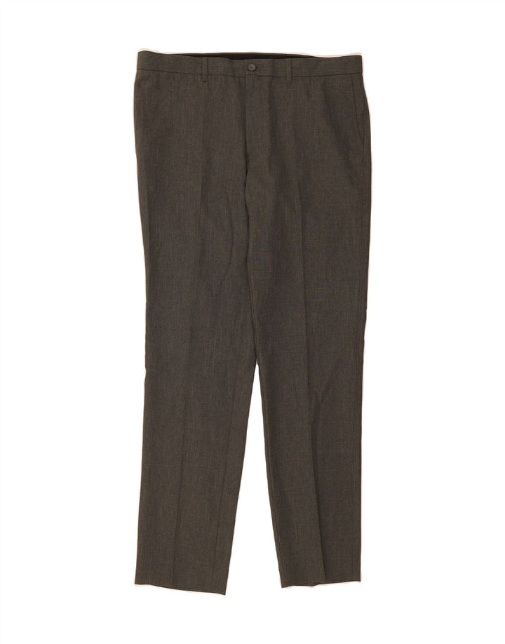 MARKS & SPENCER Mens Slim Casual Trousers W36 L33 Grey Polyester Vintage Marks & Spencer and Second-Hand Marks & Spencer from Messina Hembry 