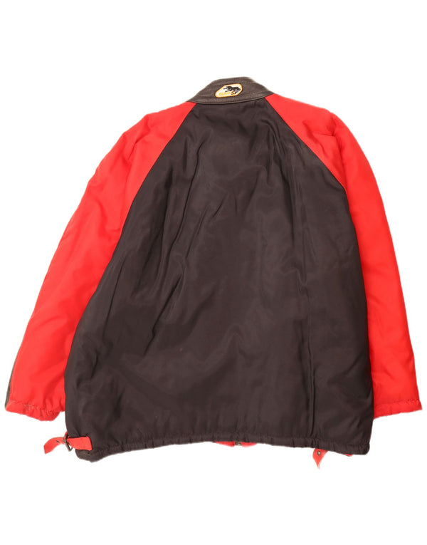 Винтажная мужская куртка-бомбер UK 42 XL, красная с цветными блоками, полиамид