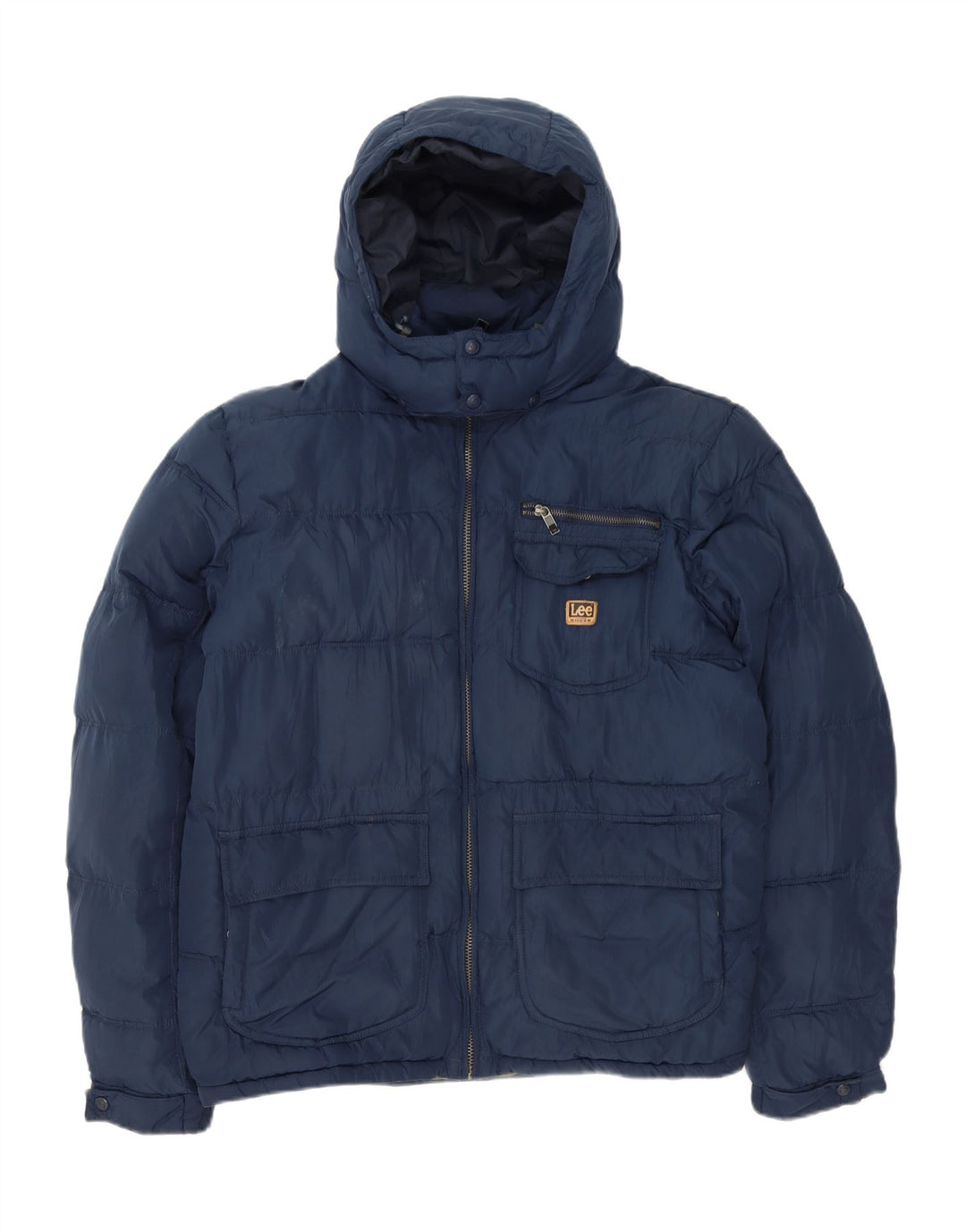 Lee Мужская стеганая куртка с капюшоном UK 44 XL Темно-синий полиэстер