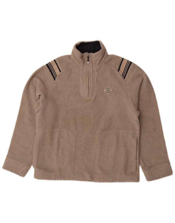 Мужской флисовый джемпер с воротником на молнии Sergio Tacchini среднего серого цвета в полоску