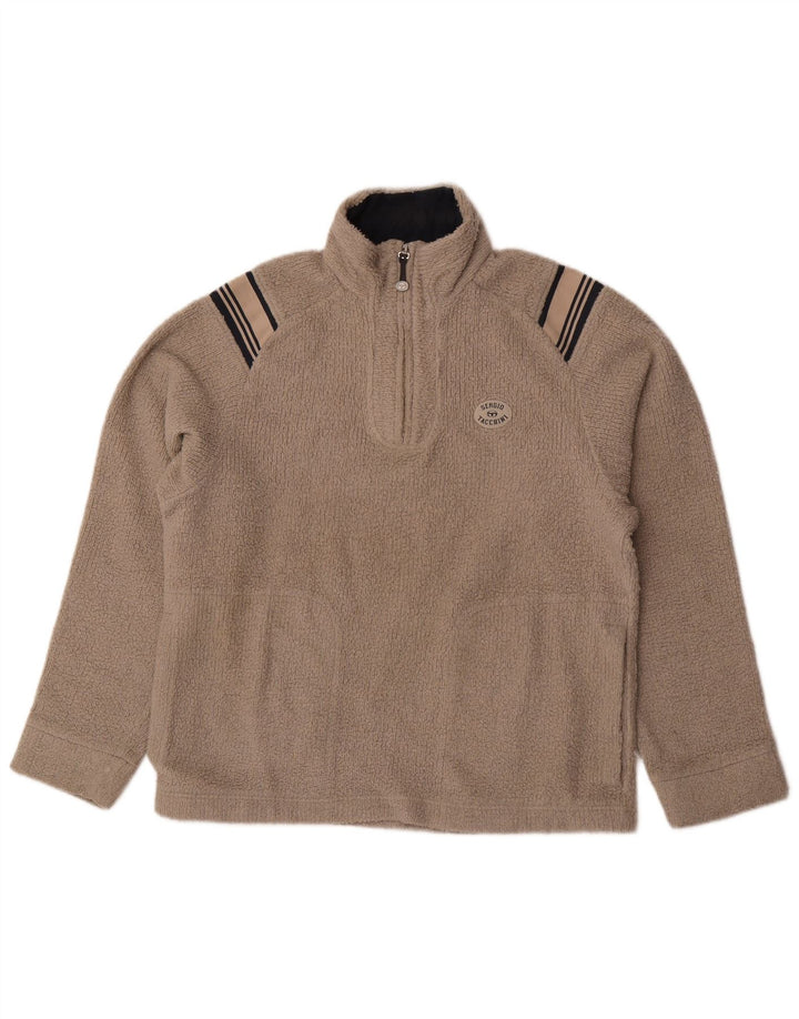 Мужской флисовый джемпер с воротником на молнии Sergio Tacchini среднего серого цвета в полоску