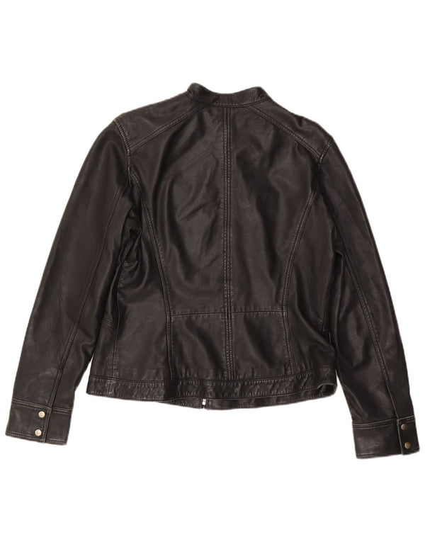 Женская кожаная куртка MONSOON UK 14, большая черная кожа