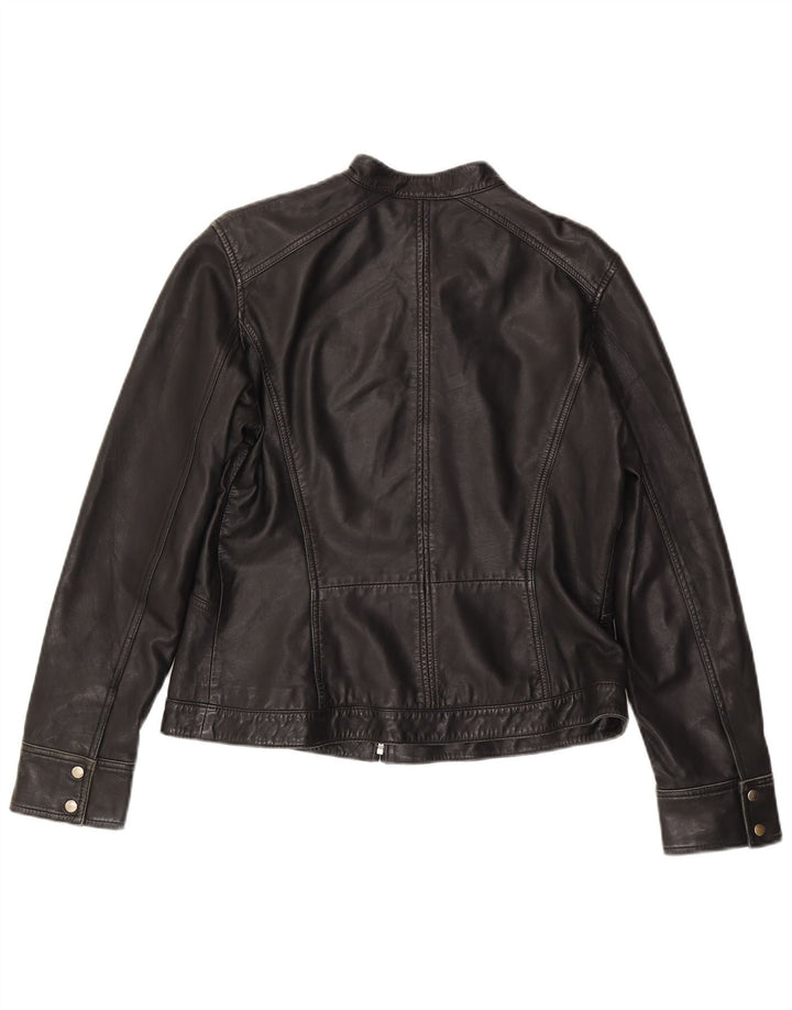 Женская кожаная куртка MONSOON UK 14, большая черная кожа