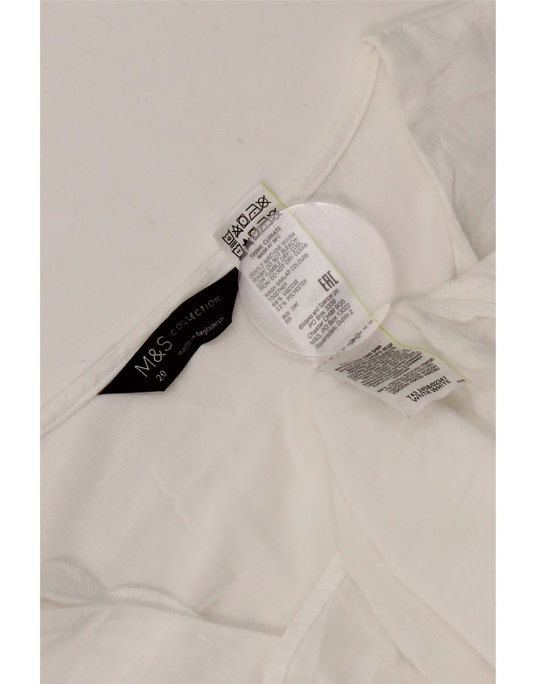 Женская блузка Marks & Spencer Top UK 20 2XL Белая вискоза